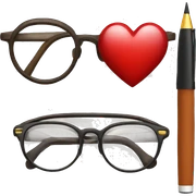 Glasses, pens and English heart sticker
