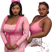 sisterly fashion in pink dresses sticker
