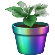 Plant in iridescent pot sticker