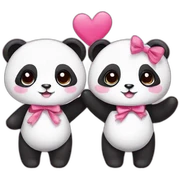 Couple panda cute , female panda pink ribbon sticker