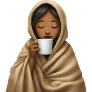 girl inside a blanket sipping coffee eyes closed sticker