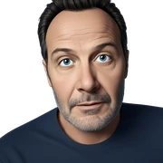 male portrait with blue backdrop sticker