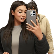 girl taking joyful selfie indoors sticker