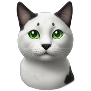 black and white cat with green eyes sticker