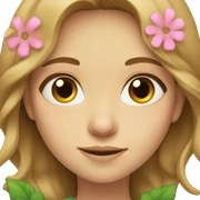 Girl with light brown hair, green eyes, with flowers  sticker