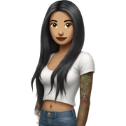 tattooed woman very attractive long hair sticker