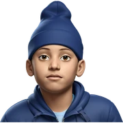 boy in blue hat jacket sticker