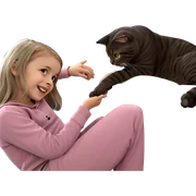 smiling girl with cat indoors sticker