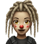 Clown ninja girl portrait, dreadlocks sticker