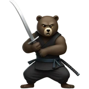 Ninja bear with catana sticker