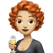 White woman with red curly hair drinking prosecco sticker
