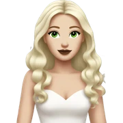 White bride with long light blonde hair and dark green eyes with light pink peonies in hair white skin and pink lips  sticker