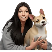 smiling girl with animal companion sticker