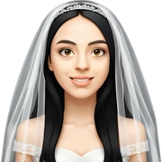 Woman with long black hair and wedding veil sticker