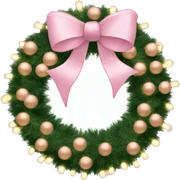 Christmas wreath with light pink bows and gold lights and tinsel on it sticker