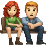 Red haired girl sitting on brunette guys lap sticker