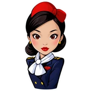 Flight attendant Asian red lips scarf sticker