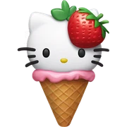 Hello kitty holding a strawberry ice cream cone sticker