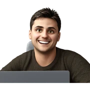 happy boy with laptop sticker