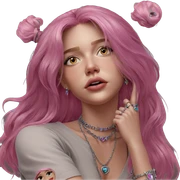 pink haired girl with jewelry sticker