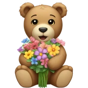 teddy bear with flowers sticker