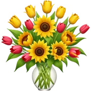 Sunflower and tulips bouquet  sticker