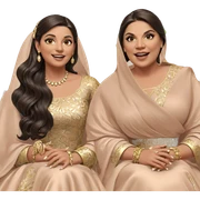 smiling girls in elegant dresses sticker