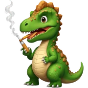 Dinosaur that smokes cigarettes eating fried chicken sticker