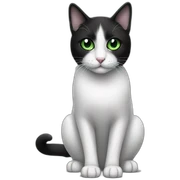 black and white cat with green eyes sticker