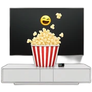 Netflix on a TV screen qnd popcorn sticker