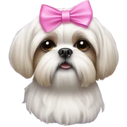White shih tzu dog with pink ribbon on head sticker