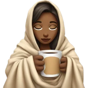 Girl inside a blanket sipping coffee eyes closed sticker