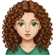 Long Brown side part curly hair side part green eyes sticker