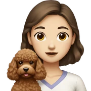 korean girl with brown poodle sticker