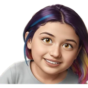 smiling girl with colorful hair sticker