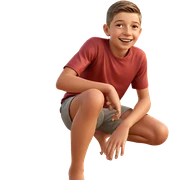 smiling boy at sunset beach sticker