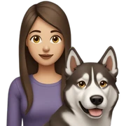 woman with straight brown hair with husky sticker