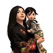 japanese siblings in traditional attire sticker