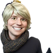 smiling boy with blonde hair sticker