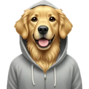 Golden retriever wearing hoodie sticker