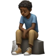 Sad boy sitting under the moonlight  sticker