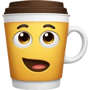 Emoji face having coffee  sticker