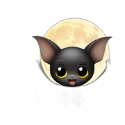 black baby bat wings in front of moon sticker