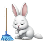 Sleepy bunny cleaning sticker