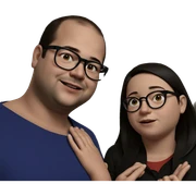 girl and boy with glasses sticker