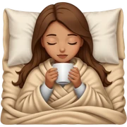 girl inside a blanket sipping coffee eyes closed sticker
