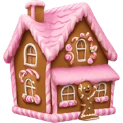 A pink gingerbread house sticker