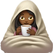 girl inside a blanket sipping coffee eyes closed sticker