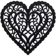 Black lace heart sticker