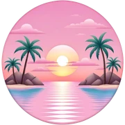 Pastel pink tropical sunset, luxury resort sticker